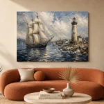 Tall Ship Harbor Nautical Wall Art Canvas Print - Image 3