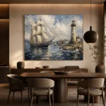 Tall Ship Harbor Nautical Wall Art Canvas Print - Image 4