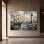 Tall Ship Harbor Nautical Wall Art Canvas Print - Image 5