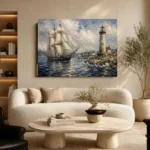 Tall Ship Harbor Nautical Wall Art Canvas Print - Image 6
