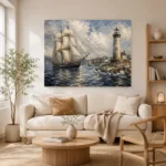 Tall Ship Harbor Nautical Wall Art Canvas Print - Image 7