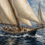 Panoramic Classic Sailboats Nautical Wall Art Canvas Print