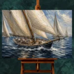 Panoramic Classic Sailboats Nautical Wall Art Canvas Print - Image 2