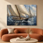 Panoramic Classic Sailboats Nautical Wall Art Canvas Print - Image 3