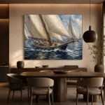 Panoramic Classic Sailboats Nautical Wall Art Canvas Print - Image 4