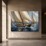 Panoramic Classic Sailboats Nautical Wall Art Canvas Print - Image 5