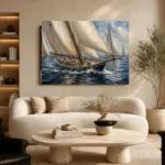 Panoramic Classic Sailboats Nautical Wall Art Canvas Print - Image 6