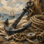 Coastal Anchor Still Life Nautical Wall Art Canvas Print