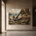 Coastal Anchor Still Life Nautical Wall Art Canvas Print - Image 5