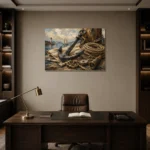 Coastal Anchor Still Life Nautical Wall Art Canvas Print displayed in a contemporary gallery-inspired room