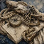 Brass Compass Still Life Nautical Wall Art Canvas Print