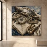 Brass Compass Still Life Nautical Wall Art Canvas Print - Image 3