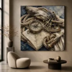 Brass Compass Still Life Nautical Wall Art Canvas Print - Image 6
