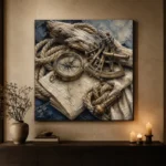 Brass Compass Still Life Nautical Wall Art Canvas Print - Image 7