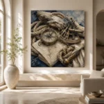 Brass Compass Still Life Nautical Wall Art Canvas Print - Image 8