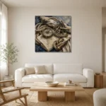 Brass Compass Still Life Nautical Wall Art Canvas Print styled in a refined neutral interior