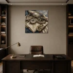 Brass Compass Still Life Nautical Wall Art Canvas Print displayed in a contemporary gallery-inspired room
