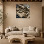 Brass Compass Still Life Nautical Wall Art Canvas Print presented in a sophisticated home setting