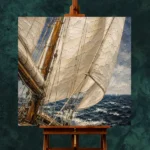 Ivory Sail Detail Nautical Wall Art Canvas Print - Image 2