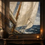 Ivory Sail Detail Nautical Wall Art Canvas Print - Image 4