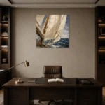 Ivory Sail Detail Nautical Wall Art Canvas Print displayed in a contemporary gallery-inspired room
