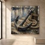 Weathered Harbor Anchor Nautical Wall Art Canvas Print - Image 3