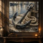 Weathered Harbor Anchor Nautical Wall Art Canvas Print - Image 4