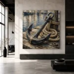 Weathered Harbor Anchor Nautical Wall Art Canvas Print - Image 5