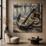Weathered Harbor Anchor Nautical Wall Art Canvas Print - Image 6