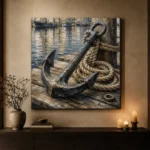 Weathered Harbor Anchor Nautical Wall Art Canvas Print - Image 7