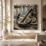 Weathered Harbor Anchor Nautical Wall Art Canvas Print - Image 8