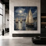 Moonlit Sailing Yachts Nautical Wall Art Canvas Print - Image 5