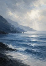Serene Blue Seascape Sea Wall Art Canvas Print