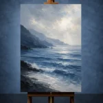 Serene Blue Seascape Sea Wall Art Canvas Print - Image 2