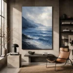 Serene Blue Seascape Sea Wall Art Canvas Print - Image 3