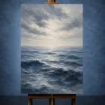 Tranquil Blue Seascape Sea Wall Art Canvas Print - Image 2