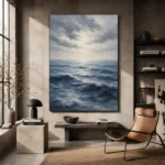 Tranquil Blue Seascape Sea Wall Art Canvas Print - Image 3