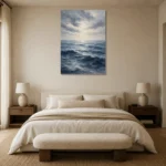 Tranquil Blue Seascape Sea Wall Art Canvas Print showcased in an elegant minimalist interior