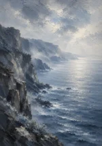 Coastal Cliffs Blue Sea Wall Art Canvas Print