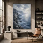 Coastal Cliffs Blue Sea Wall Art Canvas Print - Image 3