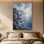 Coastal Cliffs Blue Sea Wall Art Canvas Print - Image 6
