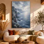 Coastal Cliffs Blue Sea Wall Art Canvas Print - Image 8