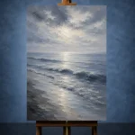 Tranquil Blue Shoreline Sea Wall Art Canvas Print - Image 2