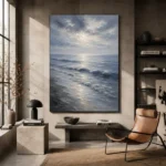 Tranquil Blue Shoreline Sea Wall Art Canvas Print - Image 3