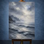 Misty Blue Seascape Sea Wall Art Canvas Print - Image 2