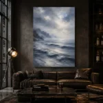Misty Blue Seascape Sea Wall Art Canvas Print - Image 4