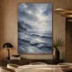 Misty Blue Seascape Sea Wall Art Canvas Print - Image 5