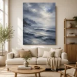 Misty Blue Seascape Sea Wall Art Canvas Print - Image 7