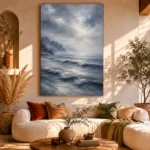 Misty Blue Seascape Sea Wall Art Canvas Print - Image 8