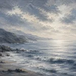 Panoramic Blue Seascape Sea Wall Art Canvas Print